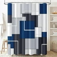 thumbnail image 1 of BTTN Navy Blue Fabric Shower Curtain - Geometric Water Repellent Shower Curtain Set, Machine Washable, Modern Decorative Polyester Cloth Shower Curtains for Bathroom 72"x 72", 1 of 1