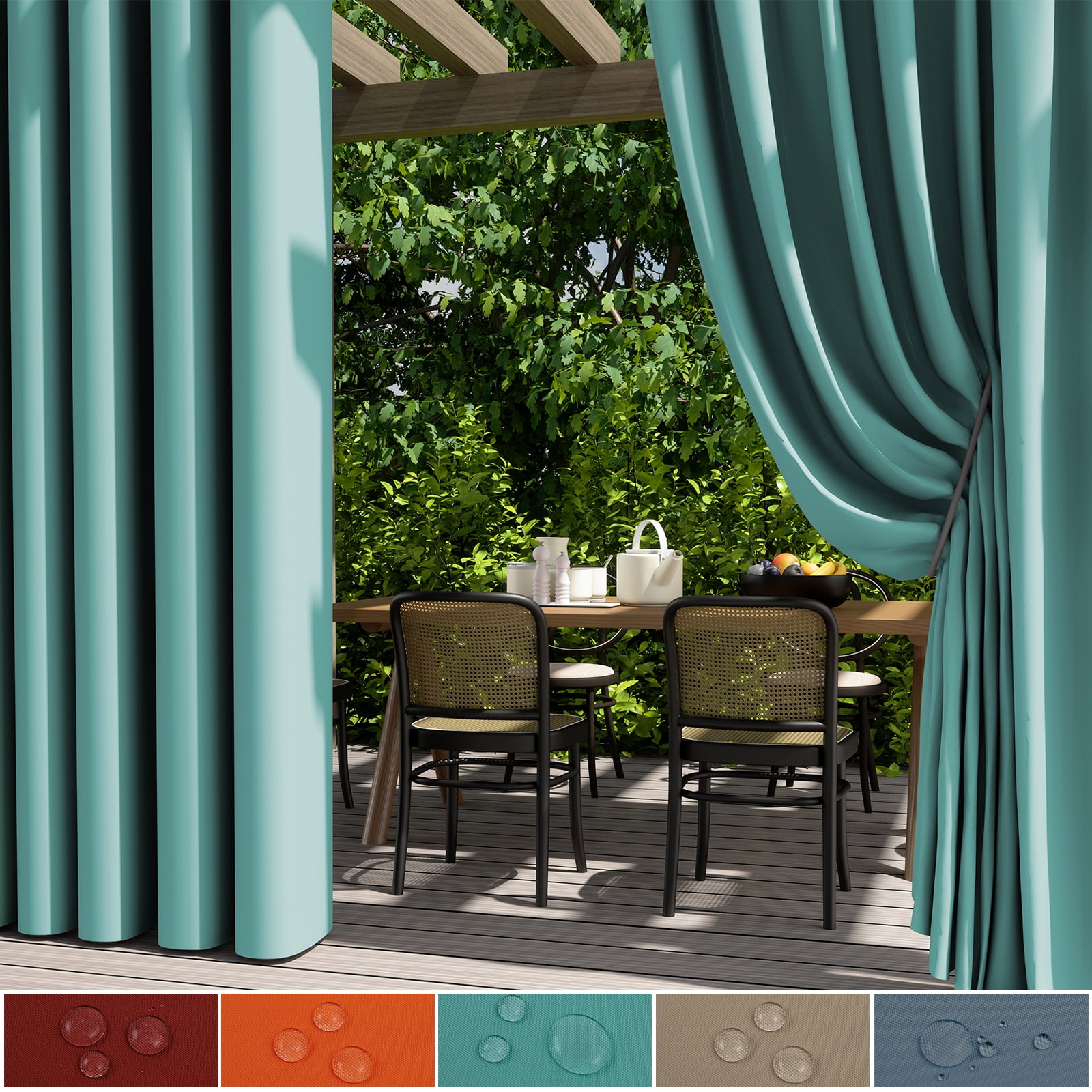 Rosnek Waterproof Indoor/Outdoor Blackout Curtain, Patio Privacy Protect Grommet Curtains Thermal Insulated Curtain Drapes 1 Panel