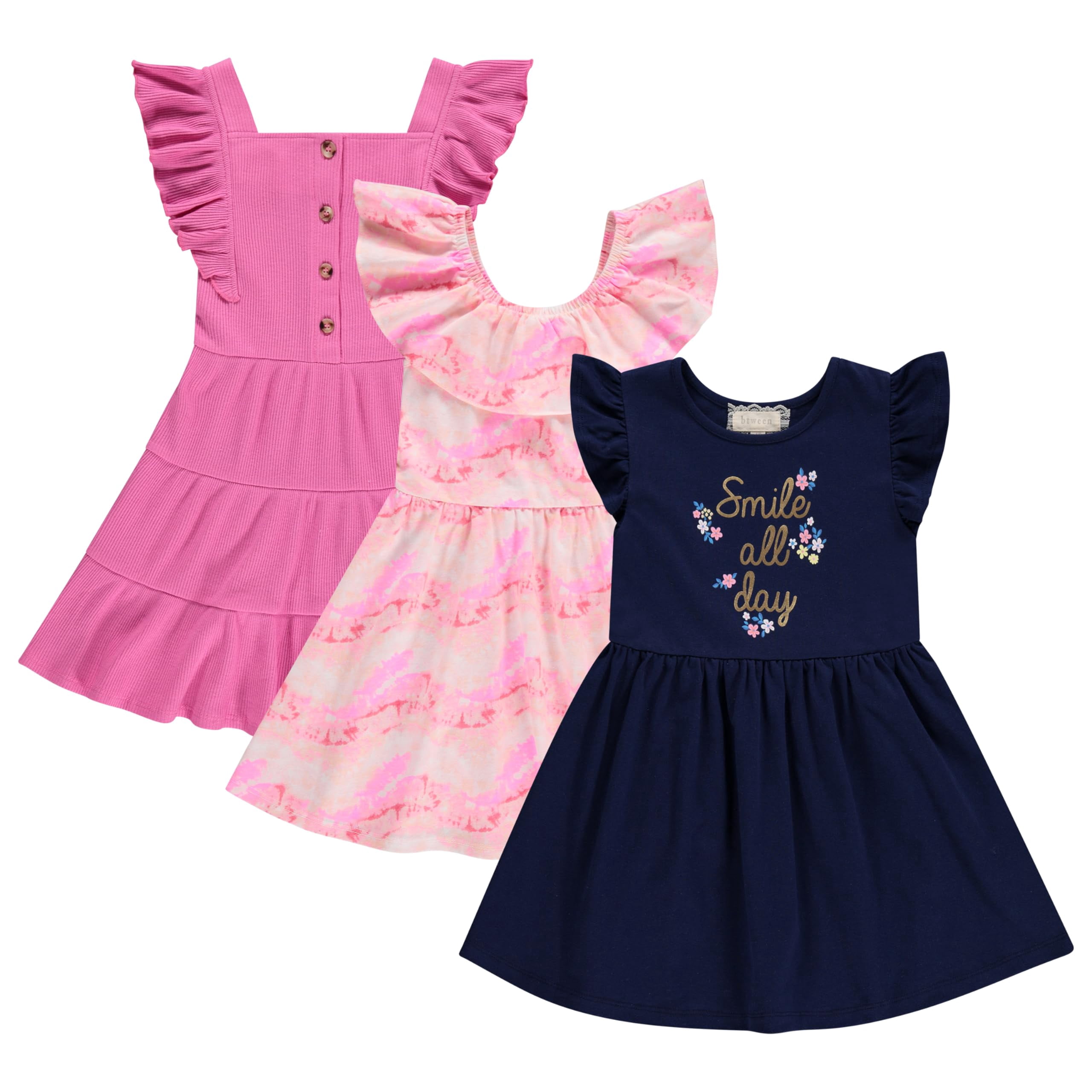 BTWEEN GIRLS 3 PK_FASHION DRESSES, Straw, 6