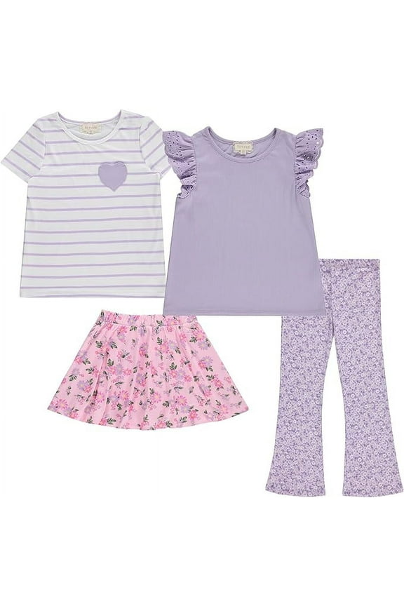 GIRLS 4 pk flare legging wardrobe pk, Ditsy, 7/8