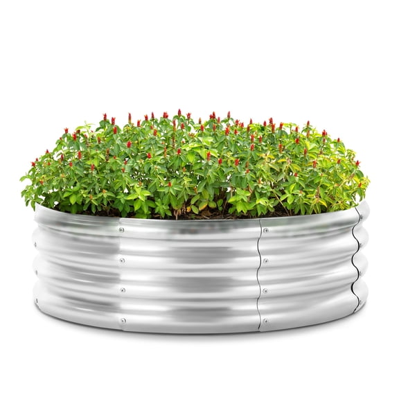 BTY Galvanized Raised Garden Bed, 3x3x1ft Outdoor Raised Beds Kit for Vegetables and Flowers, Silver