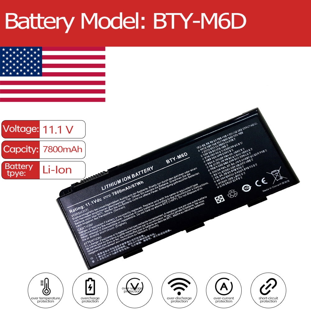 Batterij voor MSI bty-m6d 11.1V 7800mAh,Hoge kwaliteit MSI GT60 GX60
