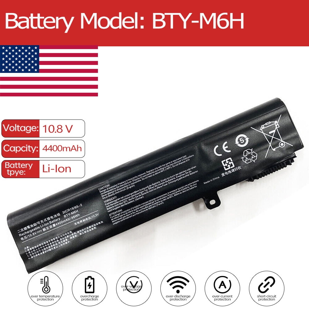 Dentsing BTY-M6H Replacement Laptop Battery For MSI GE/GP/GL/PE Series - 10.86V 51Wh, Compatible With Many Models