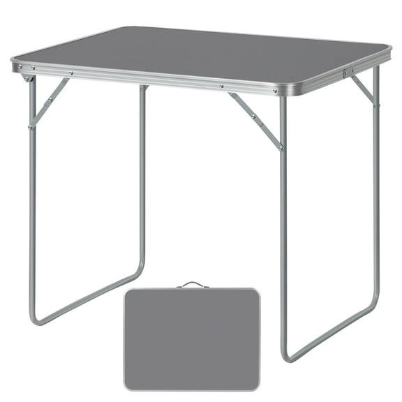 BTY Portable Folding Table 31.5 Inch, Lightweight Waterproof Utility Table with Locking Legs, Compact Design for Picnic, Camping, Office, and Kitchen，Charcoal Gray
