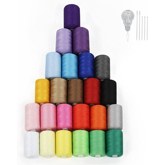 BTY Sewing Thread Assortment Cotton Spools Thread Set for Hand & Machine Sewing, Quilting, Embroidery - 24 Colors 1000 Yards Each
