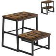 thumbnail image 1 of BTY2 Step Stools for Adults & Kids, Heavy Duty 2-in-1 Stepping Stools Adjustable Retractable Wooden Stool, Metal Frame, Non-Slip Bedside Foot Stool, for Bed, Kitchen, Bathroom, RV Step - Rustic Brown, 1 of 8