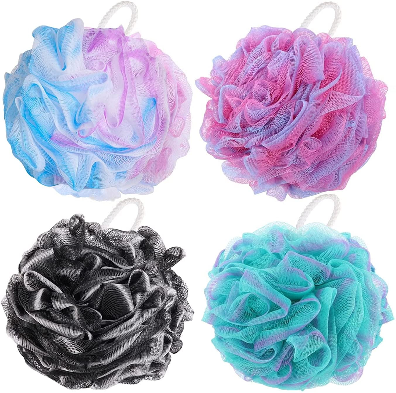 BTYMS 4 Pieces Shower Loofahs Bath Sponges 60g Bath Scrunchies Mesh
