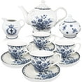 thumbnail image 1 of BTaT- Blue Dream Tea Set, Tea cups (8oz), Tea Pot (48oz), Creamer and Sugar Set, Gift box, 1 of 9