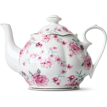 BTaT- Floral Tea Pot, Porcelain Teapot, 38 oz, Floral Teapot