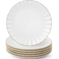 thumbnail image 1 of BTaT- White Dessert Plates, Set of 6, 8 inch, White Porcelain with Gold Trim, Small Plate, 1 of 9