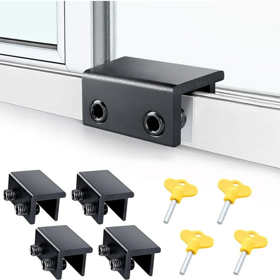 BTideas 4 Pack Sliding Window Locks,Window Locks for Horizontal Up&Down Sliding Home&Office,Black