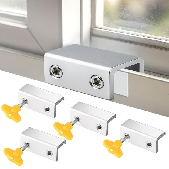 BTideas 4Pack Sliding Window Locks,Adjustable Keyed Security Window Stopper for Home & Office,Silver