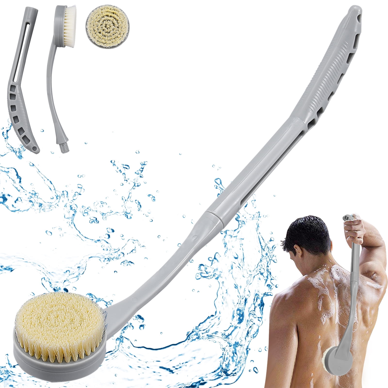 BTideas Back Brush for Shower Adult, 20.5” Back Scrubber for Shower Long Handle Bath Brush, Nylon