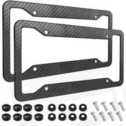 BTideas Carbon Fiber License Plate Frames,Front & Rear Car Tag Holder Cover 2Pack Carbon Pattern
