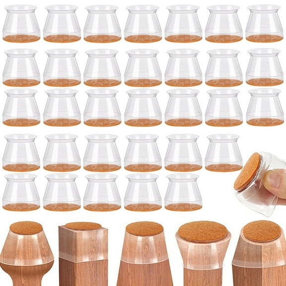 BTideas Chair Leg Protectors for Hardwood Floors,32 Pcs Chair feet Protectors for Wood Floors,Brown