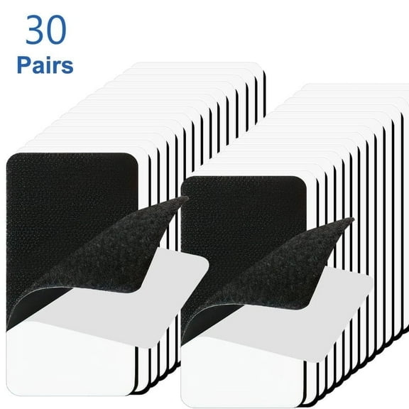BTideas Hook and Loop Tape, 30 Pairs 2*4in Heavy Duty Double Sided Tape for Home and Office,Black