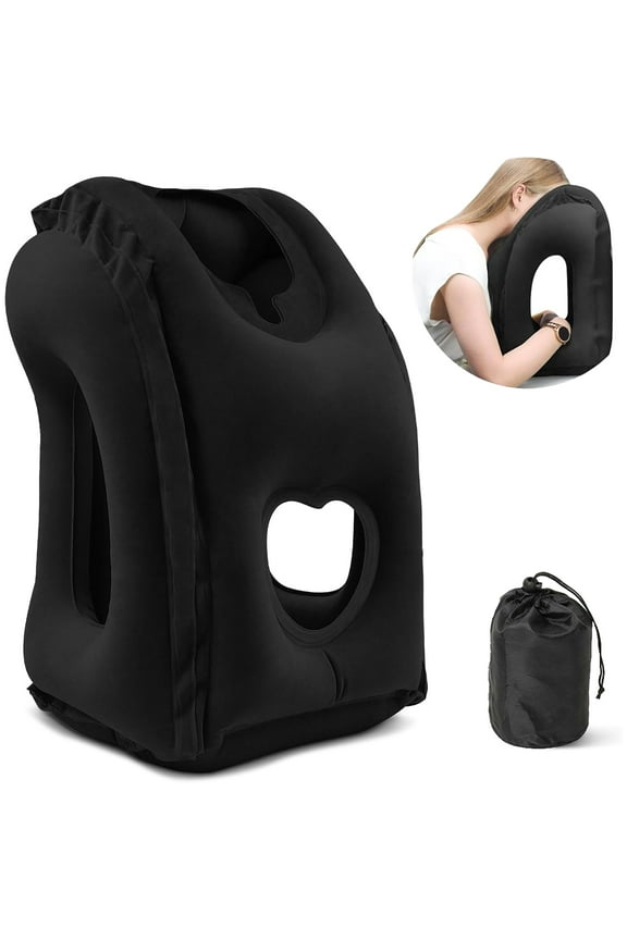 Inflatable Travel Pillow,Airplane Neck Pillow,for Airplanes, Trains, Cars ,Office(Black)