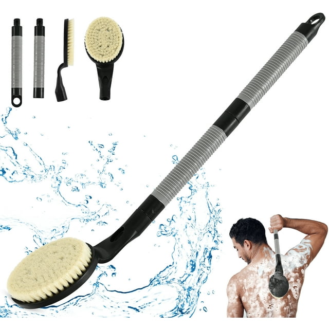 BTideas Long Handle Back Bath Brush, 21.6" Back Scrubber for Shower