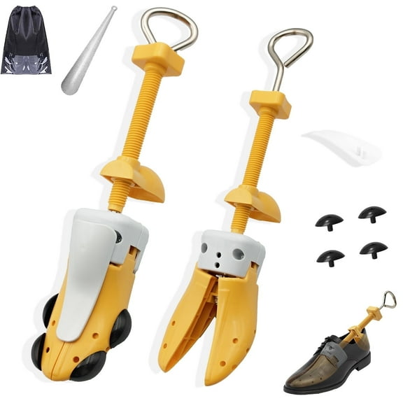 BTideas Shoe Stretcher Women Men, 4-Way Shoe Widener Expander stretcher, Plastic, Yellow, Pair