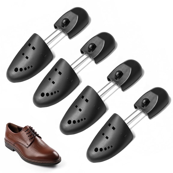 BTideas Shoe Tree for Men,2pairs Adjustable Length Plastic Shoes Shape Holder,Prevent Creasing,Black