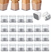 BTideas Square Chair Leg Floor Protectors,24 pcs 1.9 Chair Leg Caps for Hardwood FloorsXL,Clear