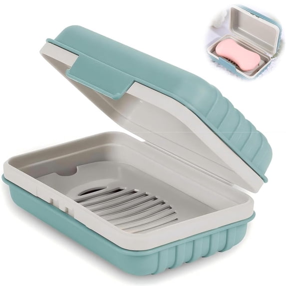 BTideas Travel Soap Case With Lid,Bar Soap Holder Dish for Camping, Travel, Gym, Leakproof(Blue)