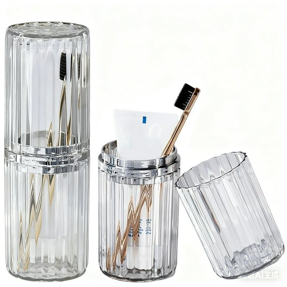 BTideas Toothbrush Travel Case,Portable Travel Toothbrush Cup Holder with Cover for Camping Hiking