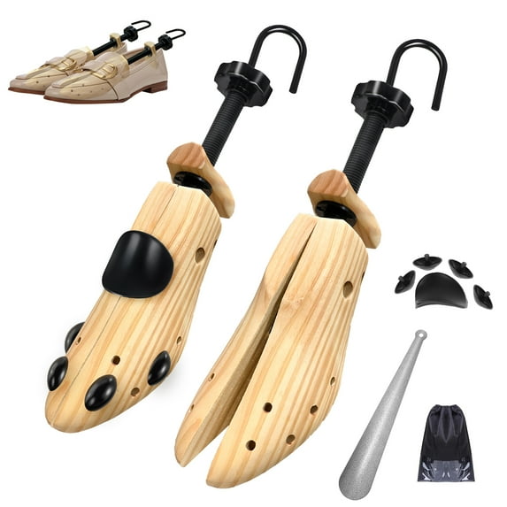 BTideas Wooden Shoe Stretcher Women Men, 4-Way Shoe Widener Stretcher, Stretches Length & Width,Wood