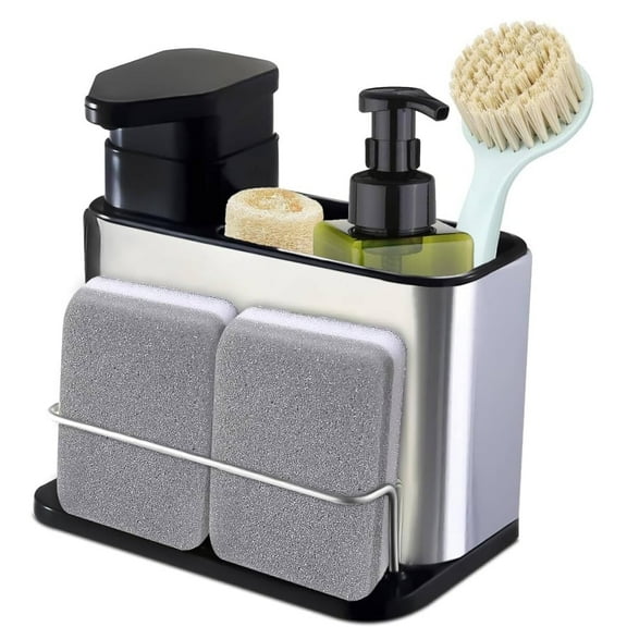 BTideas Soap Dispenser for Kitchen Sink, 3-in-1 Sponge Holder for Kitchen Sink Caddy