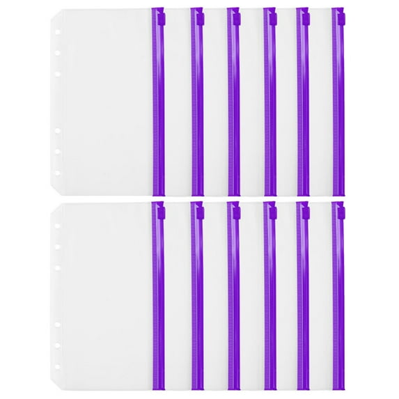 BToBackYard Binder Zipper Folders A6 12pcs Transparent Loose Leaf Pouch File Holder Storage Pockets Filing Bags