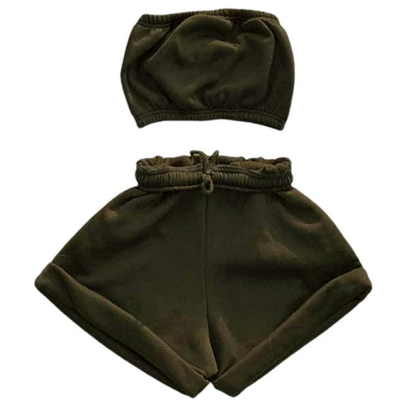 BToBackYard Top+Drawstring Elastic Shorts Matching Set Athleisure Outfits