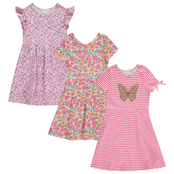 BTween 3-PC Girls Summer Dress Set - Short Sleeve Casual Skater Dresses, Kids Sizes 10-12