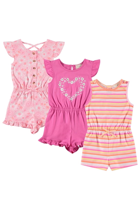3-Pack Girls' Jumpsuits & Rompers - Sleeveless & Flutter Sleeve One Piece Overall Suit for Kids