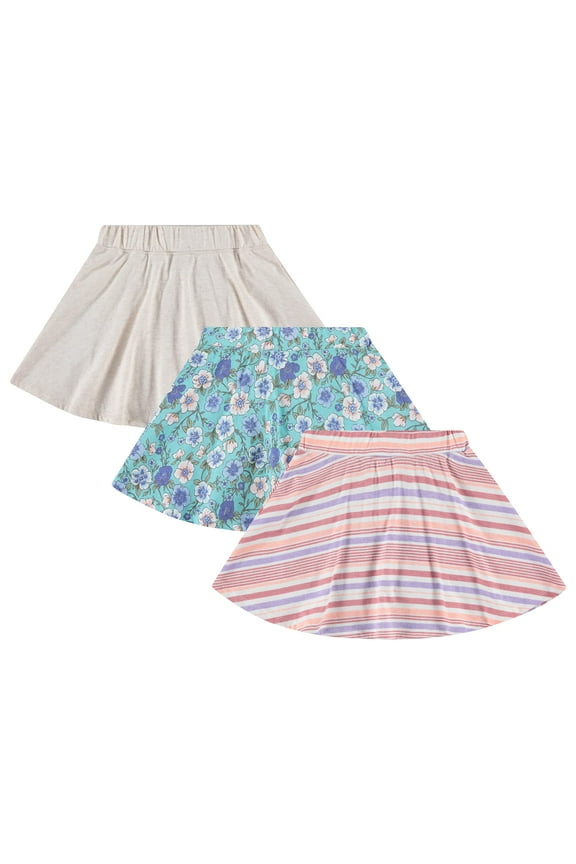 3 Pack Skorts for Girls - Kids Scooter Skirts - Skirt Layered Shorts - Size 6-6X