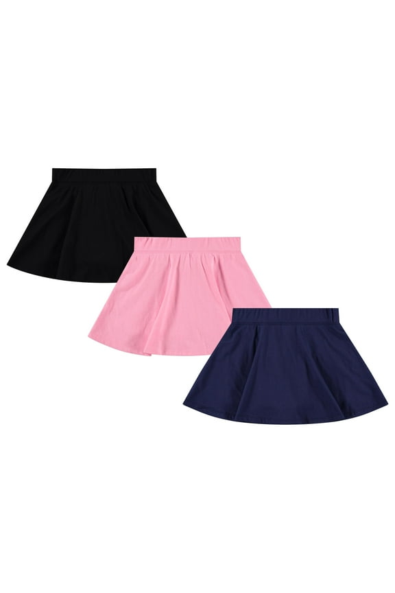 3 Pack Skorts for Girls - Kids Scooter Skirts - Skirt Layered Shorts with Floral, Solid, Tie Dye or Butterfly Prints