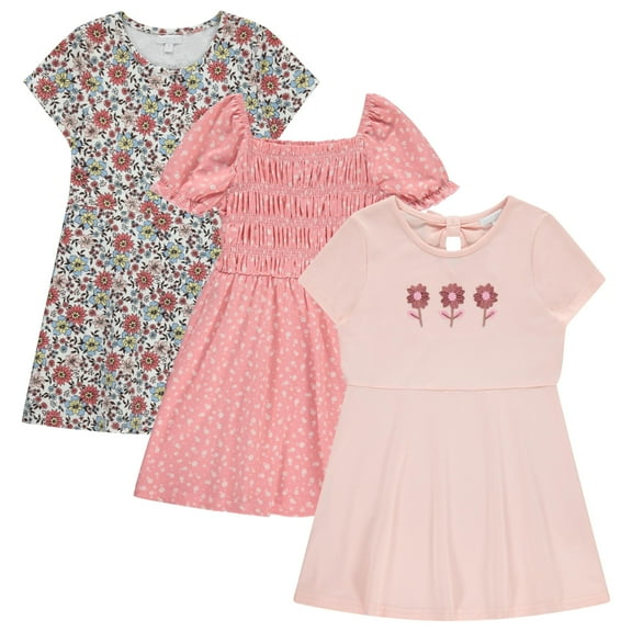 BTween 3 Piece Girls Summer Dress Set Short Sleeve Casual Skater Dresses