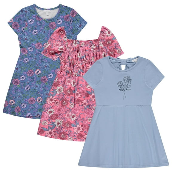 BTween 3 Piece Girls Summer Dress Set Short Sleeve Casual Skater Dresses