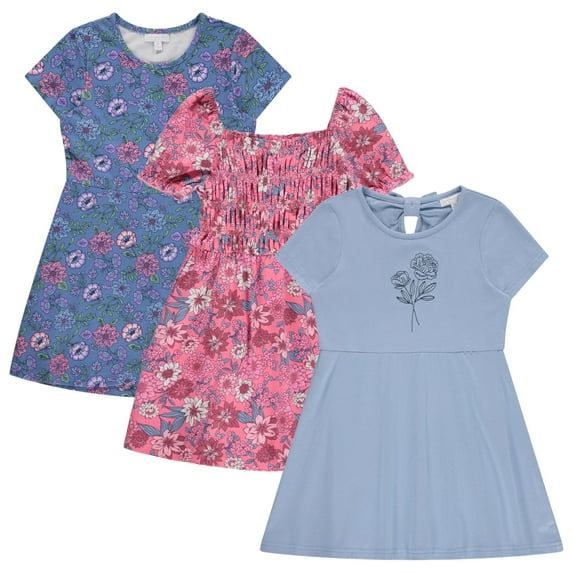 BTween 3 Piece Girls Summer Dress Set Short Sleeve Casual Skater Dresses