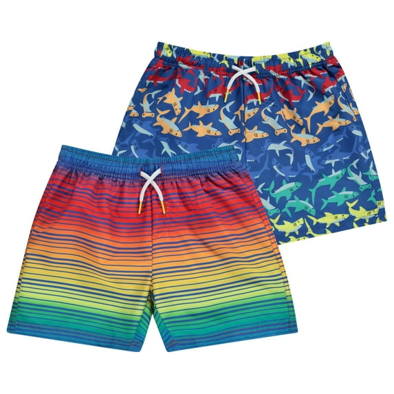 BCOOL 2 Pack Boys Swim Trunks Size 6, Quick Dry Swimming Shorts with Liner Multi