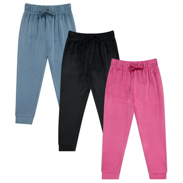 BTween Girl's 3-Pack Velour Jogger Pant Set - Solid, Tie Dye or Camo Sweatpants for Girls, BLUE ,6