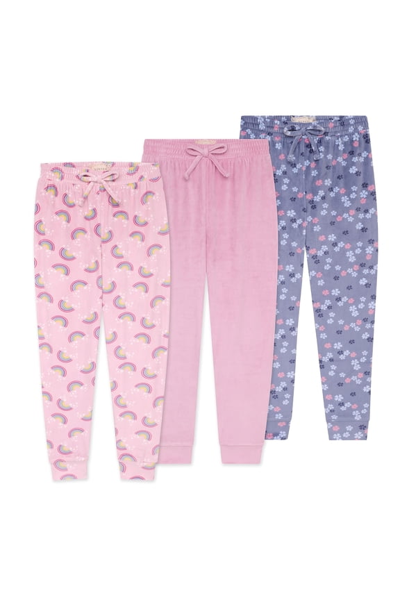Girl's 3-Pack Velour Jogger Pant Set - Solid, Tie Dye or Camo Sweatpants for Girls