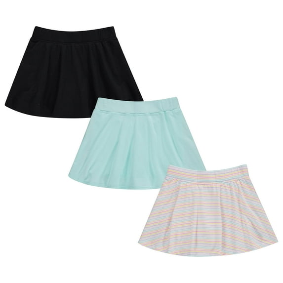 BTween 3 Pack Skorts for Girls Kids Scooter Skirts Skirt Layered Shorts with Floral, Solid, Tie Dye or Butterfly Prints Aqua
