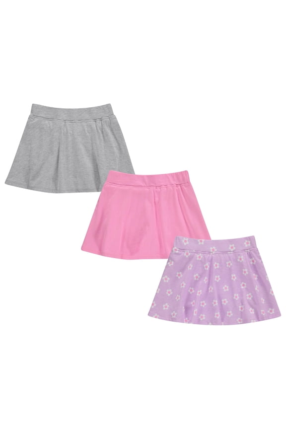3 Pack Skorts for Girls - Kids Scooter Skirts - Skirt Layered Shorts with Floral, Solid, Tie Dye or Butterfly Prints