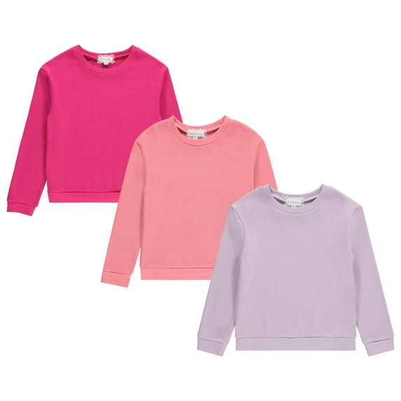 BTween Girls 3-Pack CVC Fleece Pullover Tops, Soft, Cozy, and Stylish Sweatshirts - Pink, Size 4