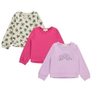 BTween Girls 3-Piece Crew Neck Fleece Sweatshirt Set Long Sleeve Cotton Blend Pullover, Soft and Comfortable, Sizes 4-12