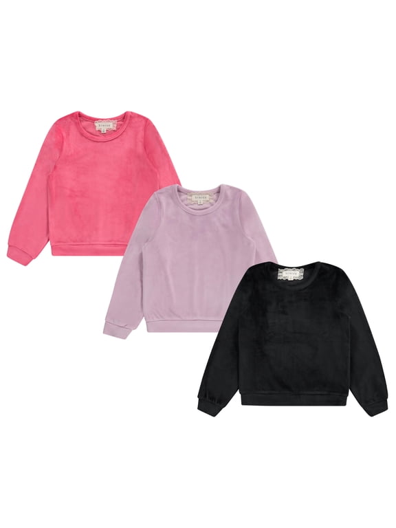 Girls 3 Piece Velour PO Tops, Basic,6