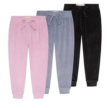 BTween Girl's 3-Pack Velour Jogger Pant Set - Solid, Tie Dye or Camo Sweatpants for Girls