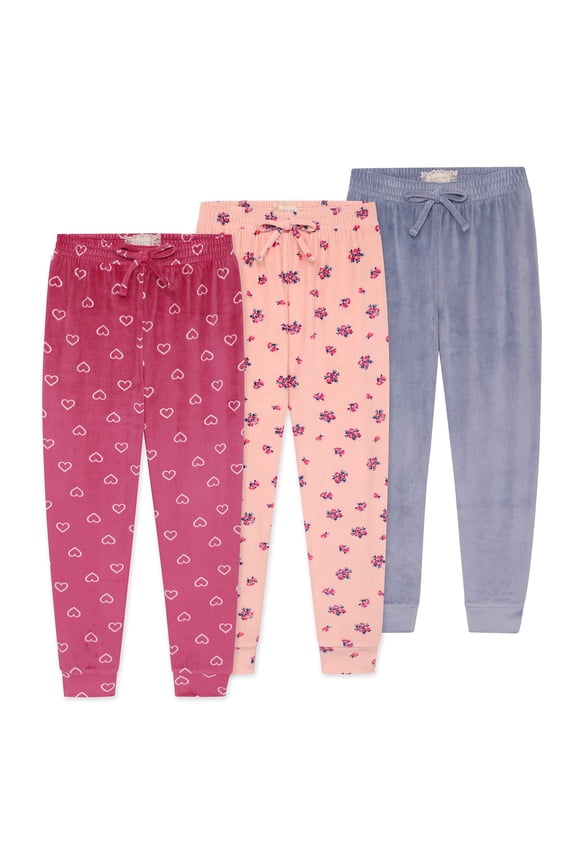 Girls 3 Pack Velour Jogger Pant Set Solid, Tie Dye or Camo Sweatpants for Girls