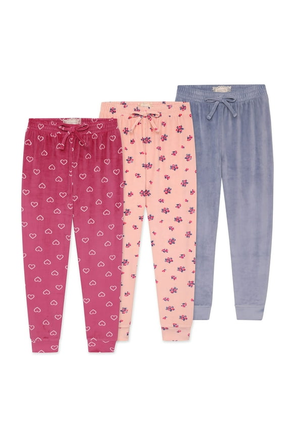 Girl's 3-Pack Velour Jogger Pant Set - Solid, Tie Dye or Camo Sweatpants for Girls
