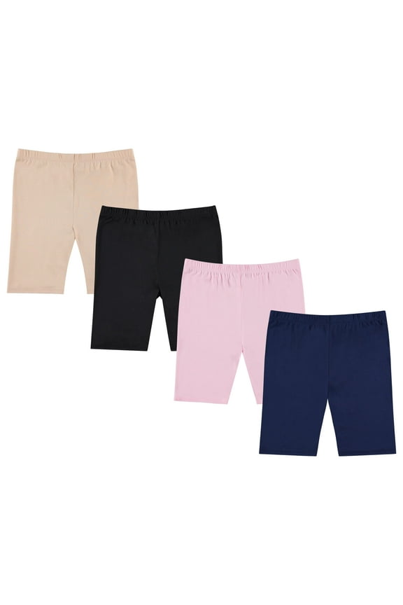 Girls 4 Pack Athletic Bike Shorts, Fashion Short, Workout Clothes for Girls